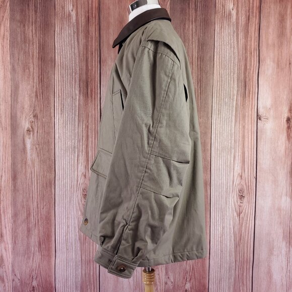 Vtg LL Bean Jacket Mens Large Field Barn Chore Leather Collar Wool Lined Hunting - Picture 4 of 15